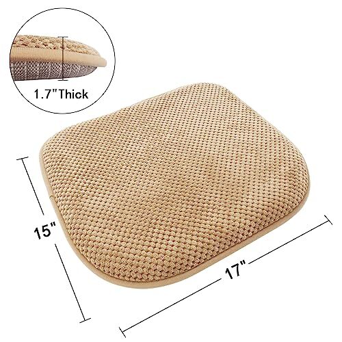 Khaki Foam Seat  Non Slip Kitchen Chairs Pads for Dining Chairs 2 Pack