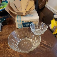 MCM Vintage Hazelware Glass Chip and Dip Set Clear Reflections 3 PC in Orig Box