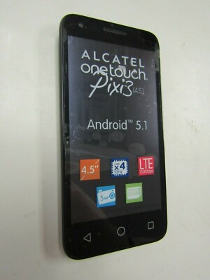 ALCATEL ONE TOUCH PIXI 3,(UNKNOWN CARRIER),CLEAN ESN,UNTESTED,PLEASE READ!!43259