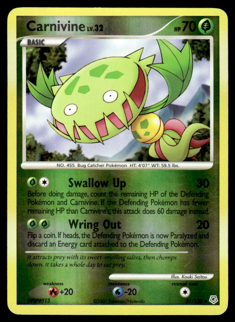 Pokemon TCG Diamond and Pearl #21/130 Carnivine Reverse LP