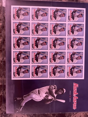 HANK AARON⚾️2024 MLB BASEBALL G.O.A.T. COMMEMORATIVE👉US FOREVER STAMP SHEET - Picture 2 of 5
