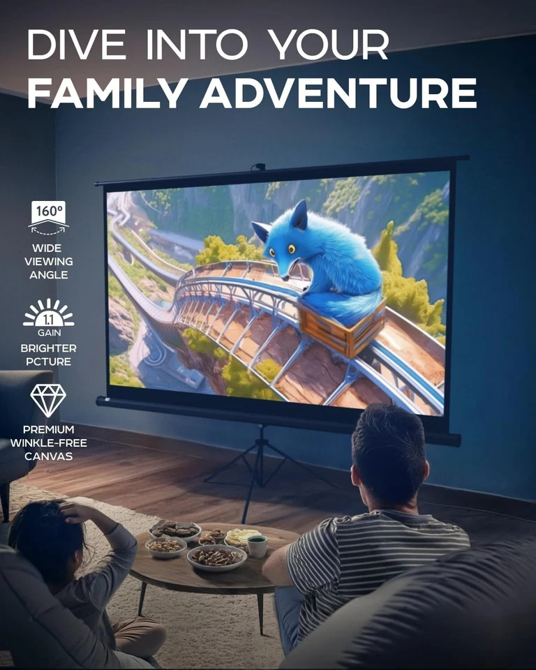 Portable 100 Inch Projector Screen - Easy Setup with Tripod Stand & Carry Bag - Image 4 of 4