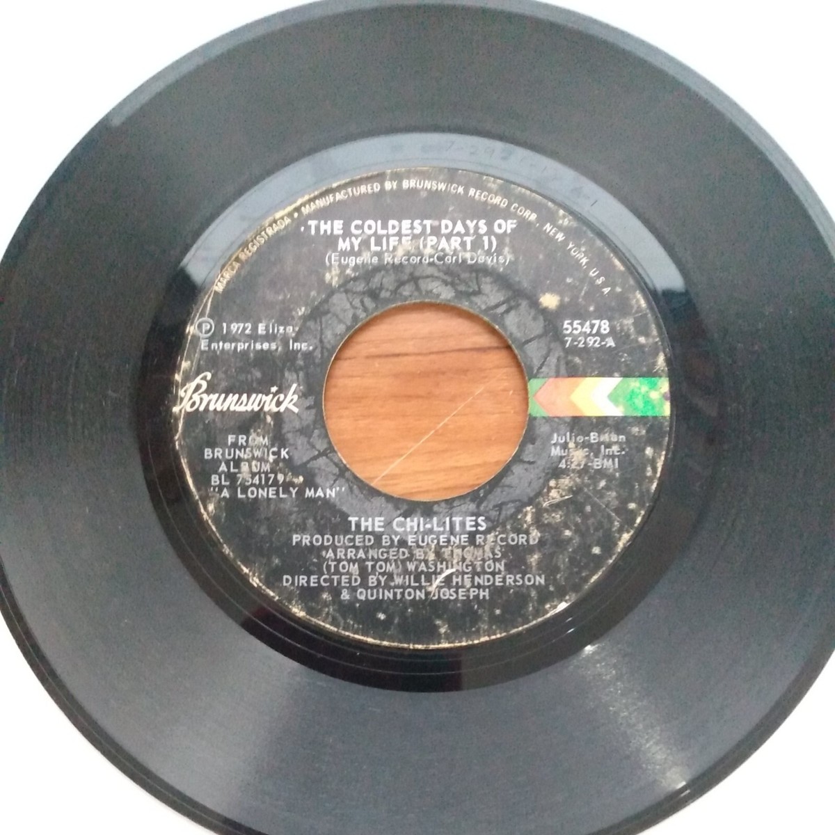 45 rpm THE CHI LITES - THE COLDEST DAYS OF MY LIFE pt 1 & 2