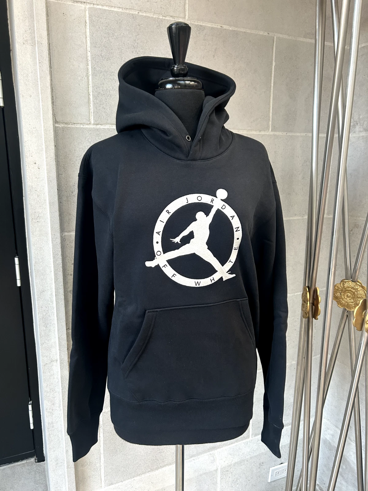 OFF WHITE Felpa con cappuccio bianca X Air Jordan MJ nera bianca verde foresta nuova con etichette taglia XS