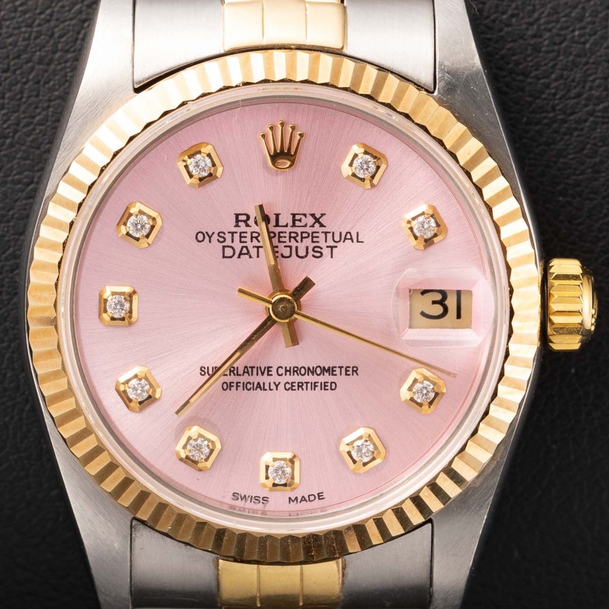 Rolex Datejust 69173 Fluted Bezel Two-Tone Jubilee Watch 26mm Pink