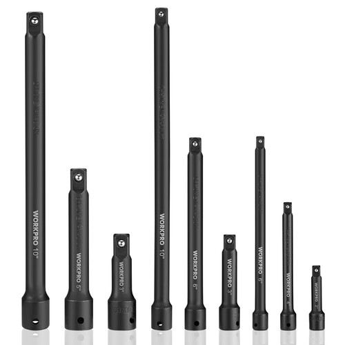 WORKPRO 9PC Impact Socket Driver Extension Bar Set 1/4" 3/8" 1/2 Drive Extension - Picture 11 of 12