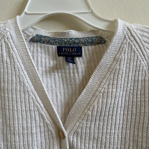 Polo Ralph Lauren Big Girls Sweater Jacket White S - Picture 3 of 4
