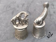 2 Pewter Thimbles places of interest/animals (used)GCondition