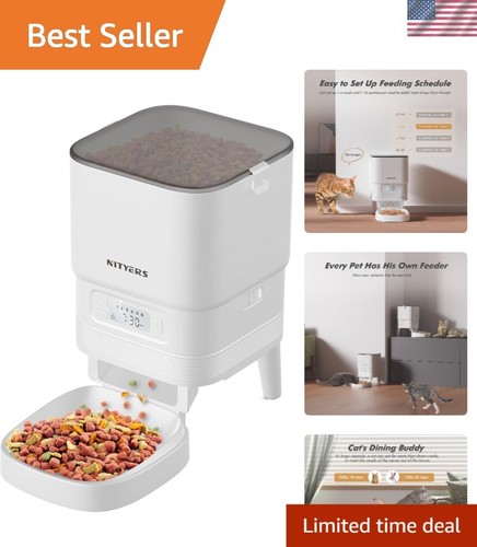 Automatic Cat Feeder - 4L Dry Food Dispenser, Programmable Portion Control, I...
