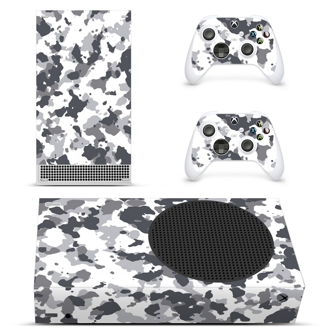 Xbox Series S Console & Controller Skin Sticker Decal Wrap Gray & White Camo-image