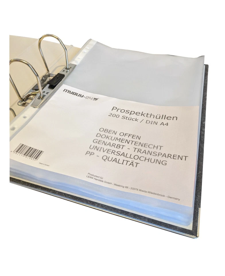 1000 Prospekthüllen A4 Aktenhüllen Dokumentenhüllen Klarsichthüllen genarbt - Bild 2 von 4