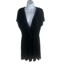 Gap Black Jersey Wrap Style Ruffle Midi Soft Size Medium