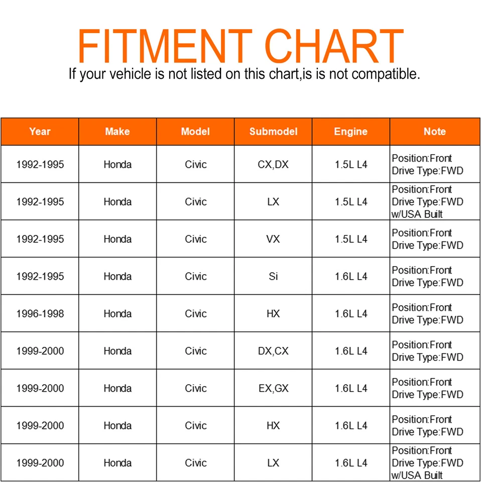 Front Left Right CV Axle Shaft Assembly For 1992-2000 Honda Civic DX LX EX 1.6L - Изображение 2 из 4