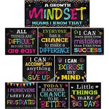 10 Pieces Classroom Motivational Posters Growth Mindset Banner Inspirational