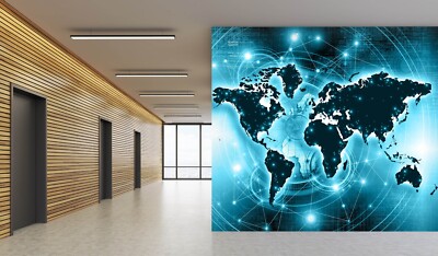 3D Shiny World Map ZHUA11019 Wallpaper Wall Murals Removable Self-adhesive Ann