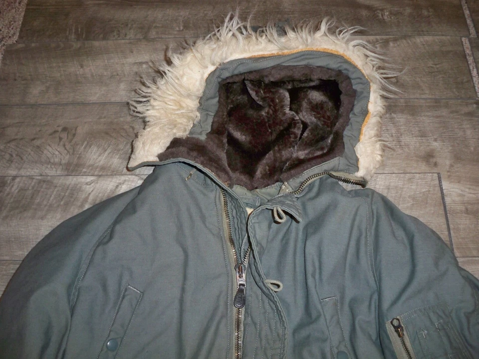 Vtg Snorkel 60s N3B Hooded Parka Mens Jacket Military Fur Hood USAF Size Large - Image 2 of 4