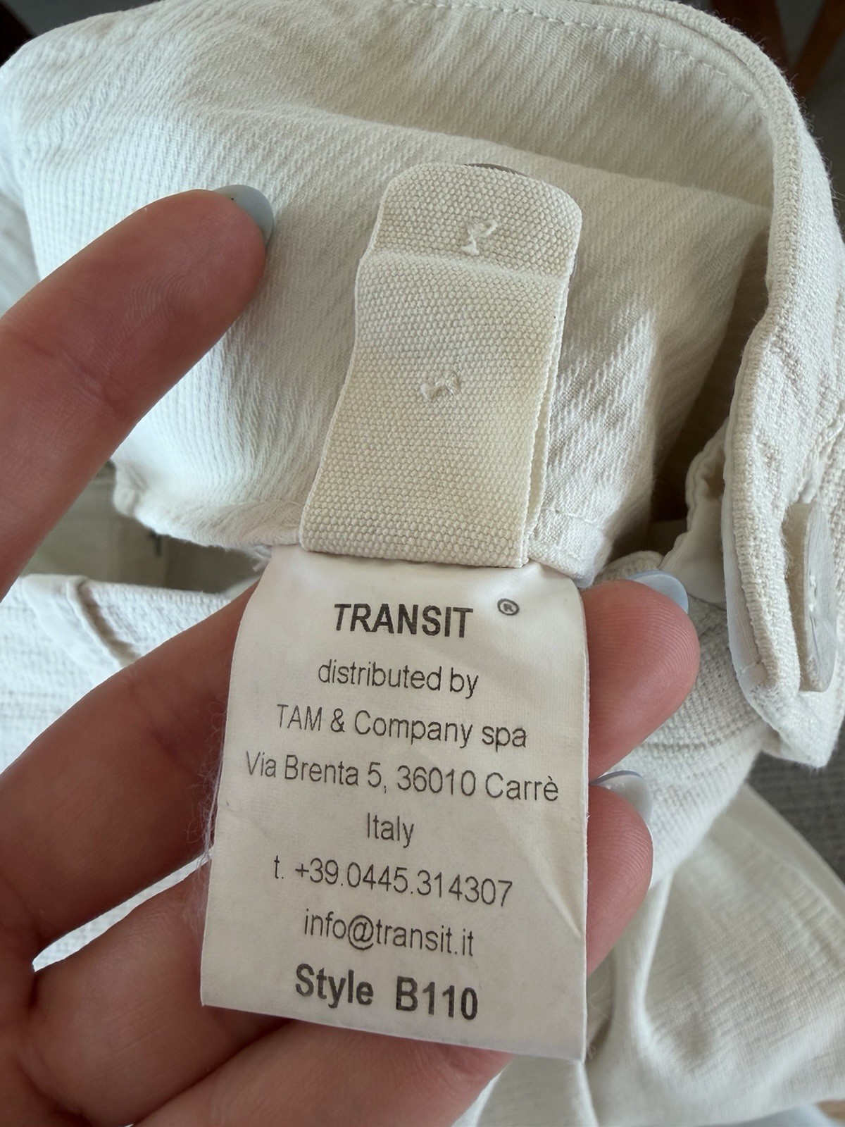 Transit White Pants Flat Front Button Solid Taper… - image 5