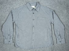 Men's Long Sleeve Shirt Jacket M Black Houndstooth Flannel Goodfellow Chest 45"