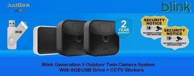 Blink Generation 3 Home Security Outdoor 2 Kamerasystem + 8GB USB + CCTV: NEU
