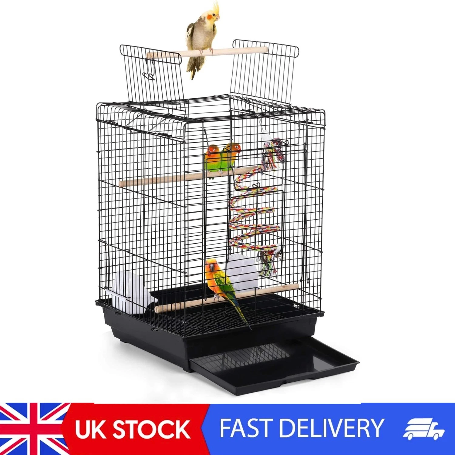Bird Cage Metal Open Top Small Parrot Cage For Finch Canary Parakeet Cockatiel
