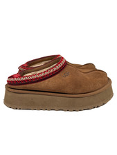 UGG Women's Brown/Red Suede Tazz Slide On Platform Slippers - 7