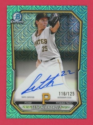 2026 Bowman Chrome Mega Seth Hernandez Auto /125 Aqua Mojo Refractor Autograph