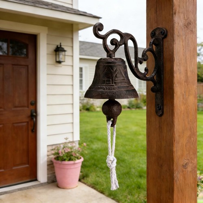 #ad Outdoor Dinner Hanging Bell Cast Iron Duty Rustic Vintage Doorbell for Outsid... $25.36