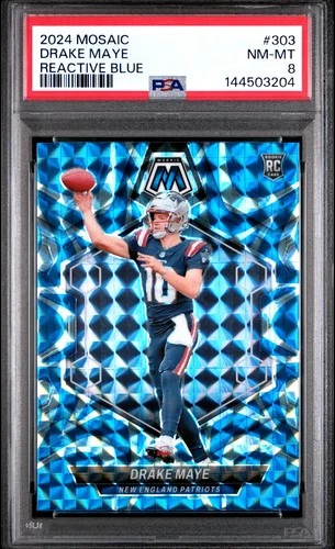 2024 PANINI MOSAIC 303 DRAKE MAYE REACTIVE BLUE PSA 8 3204