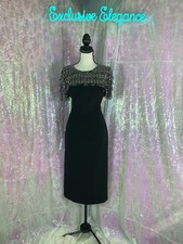 Carolina Herrera Black Heavily Embellished Pencil Dress Sz 6 AUTH NWT