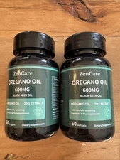 Oregano & Black Seed Softgels 120 Count Carvacrol Immune Support Exp 5/27