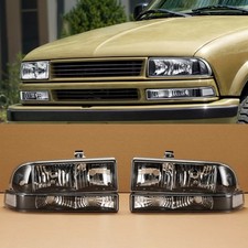 For 98-04 Chevy S10 Blazer Blackclear Corner Headlights Bumper Headlamps Sets