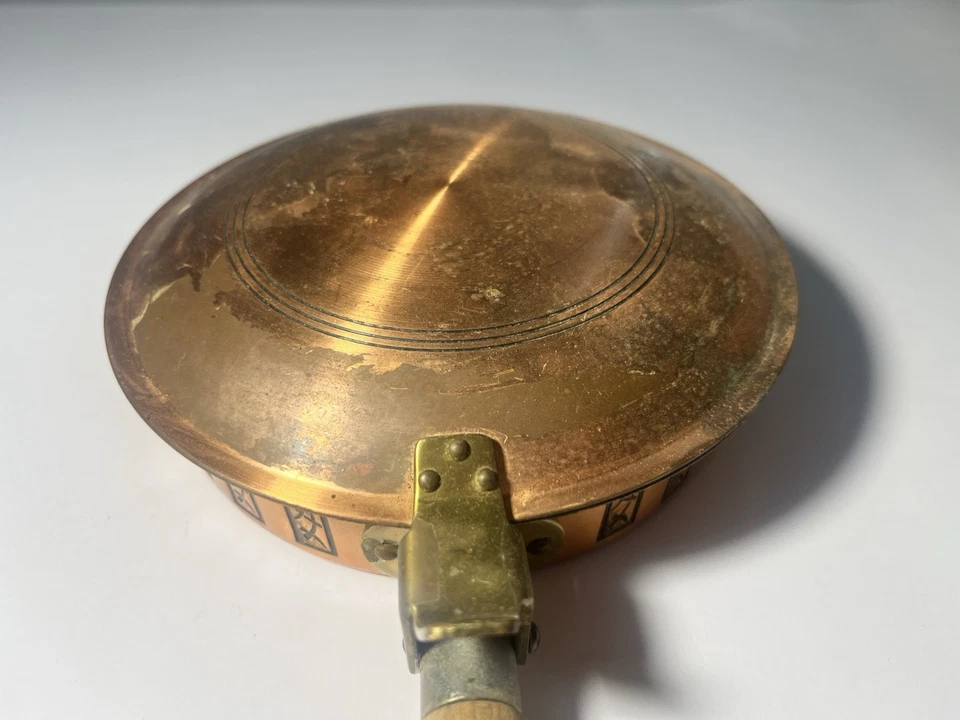 Antique Rodd Copperware Copper bed warmer pan classic design copper & Brass - image 4 of 4