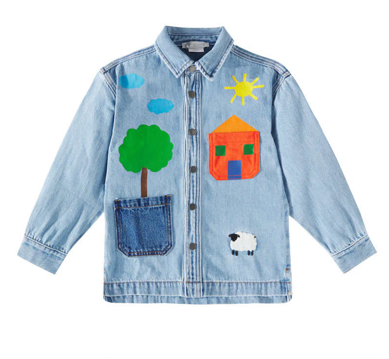 NWT Stella McCartney Kids - Appliqué House & Tree Jean Jacket, Size 8Y