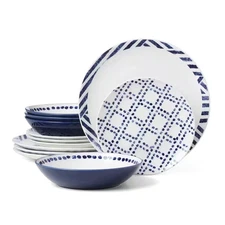 Harbor 12-Piece White Porcelain Dinnerware (Set Service for 4)