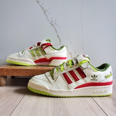 Adidas Forum Low Grinch Shoes GS 6 White Green Red Leather Christmas Sneakers