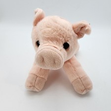 Aurora Flopsie Small Pig Plush Stuffed Animal Toy 8" Pink Fur Lays Flat Farm