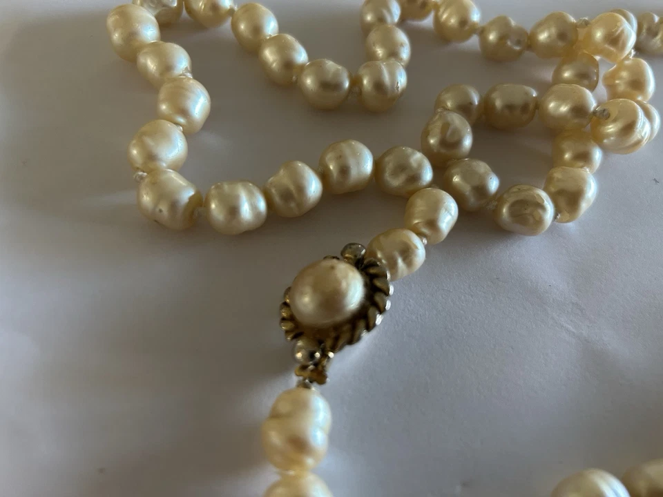 Authentic Chanel 1981 Faux Baroque Pearl Layering Beaded Women's Necklace 45" - Image 3 of 4