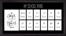 School Year Picture Frame K-12 Solid Wood Frames 13 Opening Collage Photo Bla...