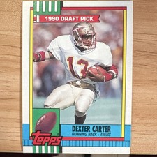 Topps 1990 Dexter Carter #6 San Francisco 49ers Rookie Draft Pick NFL Card. rookie card picture