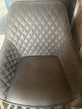 Next Monza Faux Leather Peppercorn Brown Quilted Dining Chair. 3 Available