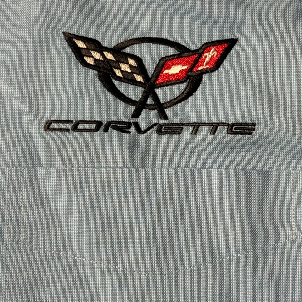 Camisa masculina Cutter & Buck National Corvette Museum com botões GG azul casual - Imagem 3 de 4