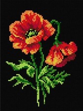 Orchidea Needlepoint canvas for halfstitch without yarn Red Poppies 2573F - P...