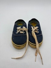 Vintage Baby Canvas Sneaker Booties Made in USA Navy Blue Crib Shoes