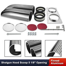 Finned Polished Aluminum Air Hood Scoop Shotgun Intake Dual Carbs Setup
