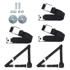 Aviation-Style Seat Belt Kit 2 Front Shoulder & 3 Rear Lap for Classic Cars