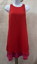 INC International Concepts Red & Pink Chiffon Layered Swing Party Dress Size 8