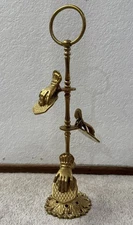 VINTAGE 15" BRASS 3 HAND VICTORIAN GLOVE STAND CLIP NOTE LETTER HOLDER FREE SHIP