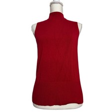 Vintage Worthington Red Mock Neck Sleeveless Sweater Top Women Size Small