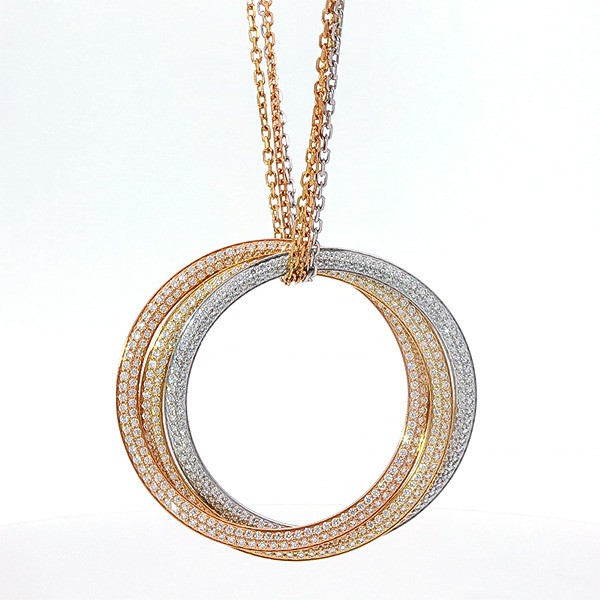 Cartier Trinity Large Full Necklace Diamond 750 YG/WG/PG Gold