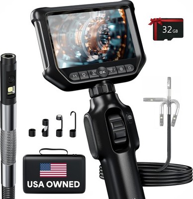 5ft Dual Lens Borescope Inspection Camera with Light, 6mm Lens